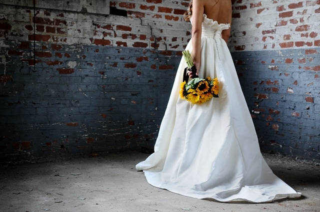 sunflower bridal shoot brick abandoned building (11)