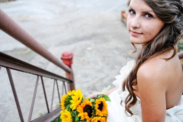 sunflower bridal shoot brick abandoned building (2)