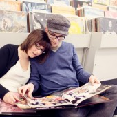 record store engagement session