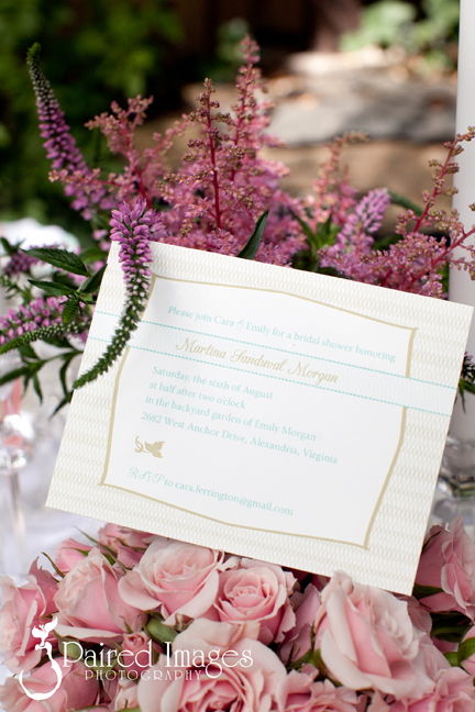 She printed the invites in a peach color to bring in the pink tone without 