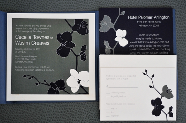 Their invitations used the cobalt blue smokey grey and white color 