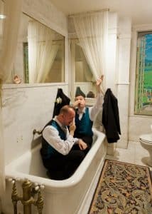 same sex maryland wedding offbeat orange teal pictures (6)