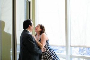 intimate & offbeat courthouse wedding in maryland bride polka dot dress (1)