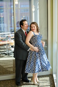 intimate & offbeat courthouse wedding in maryland bride polka dot dress (12)