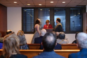 intimate & offbeat courthouse wedding in maryland bride polka dot dress (4)