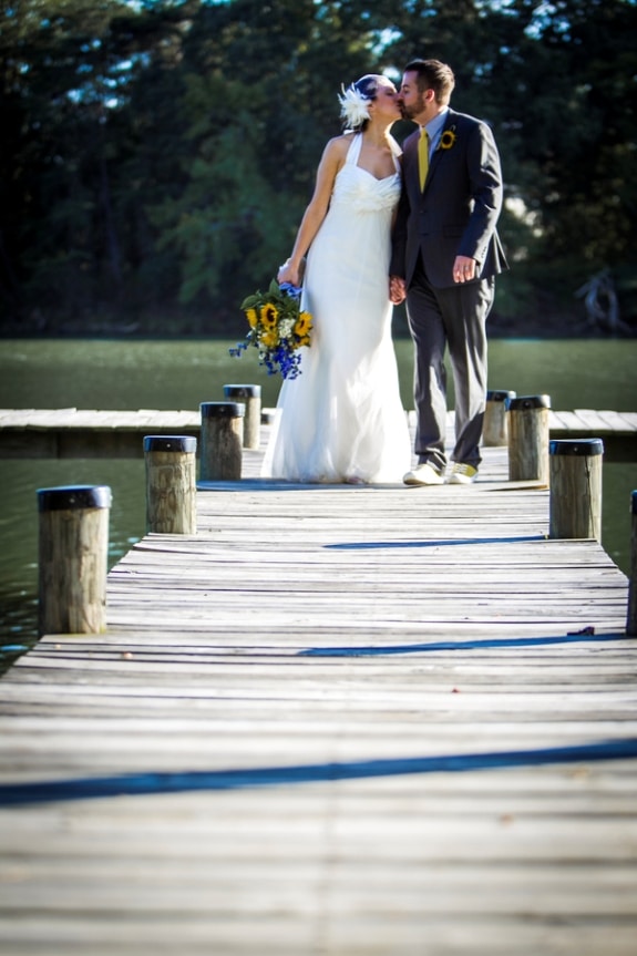 DIY yellow sunflowers offbeat outdoors maryland farm wedding