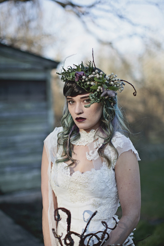 lady of the lake dark modern gothic bridal wedding inspiration