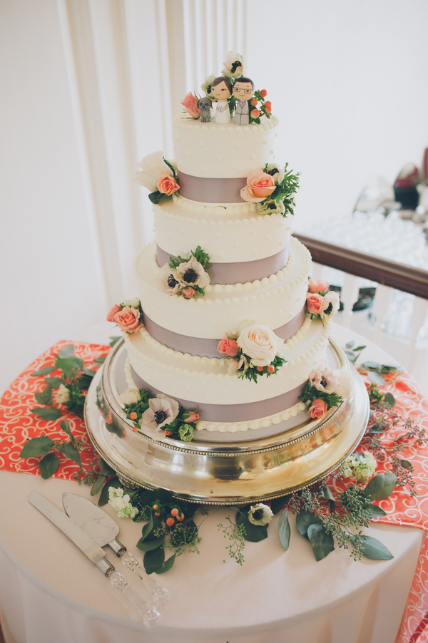 rustic grey orange wedding cake