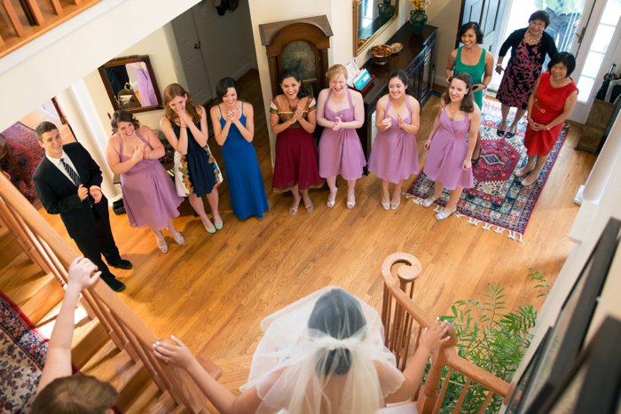 mismatched purple bridesmaids dresses