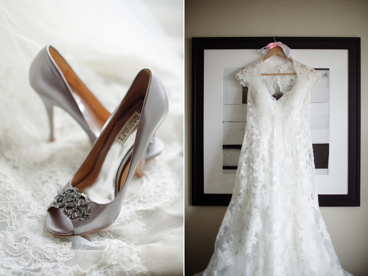 silver bridal heels lace wedding dress