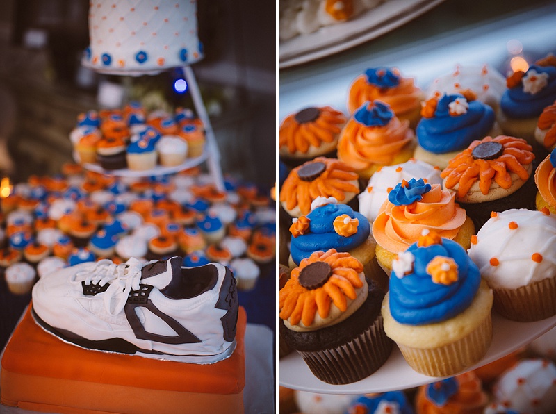 orange blue wedding cupcakes
