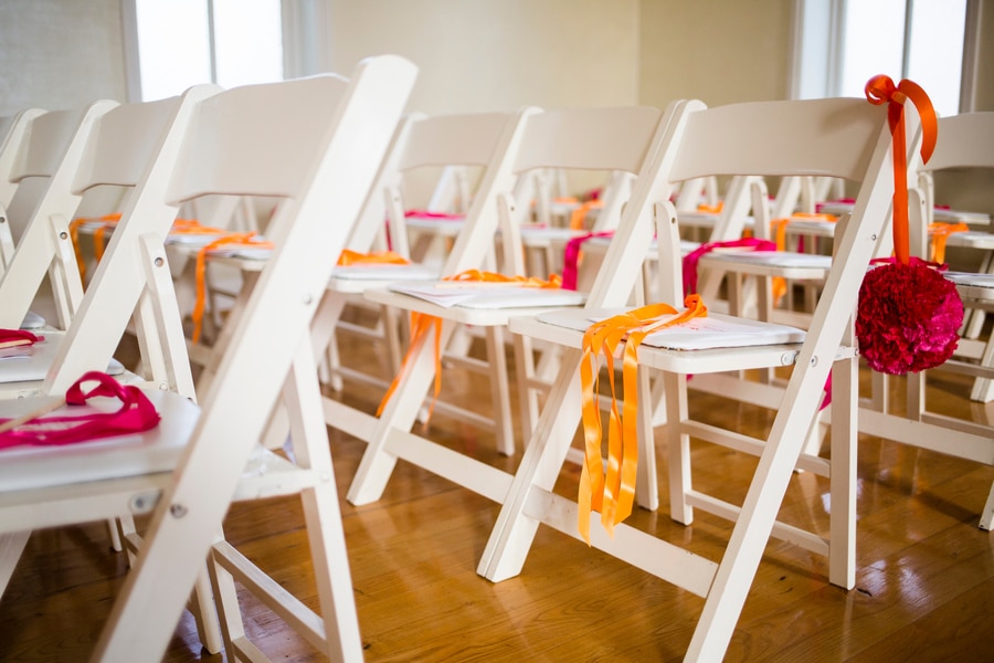 hot pink orange church decorations wedding