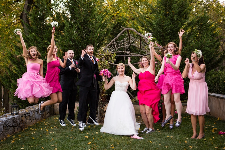 offbeat hot pink orange Maryland wedding