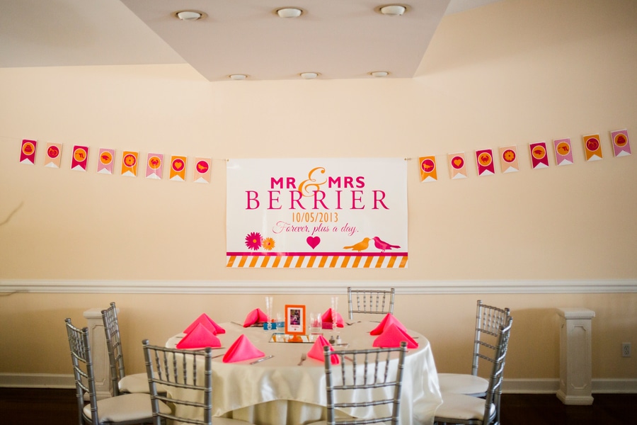 hot pink orange wedding details