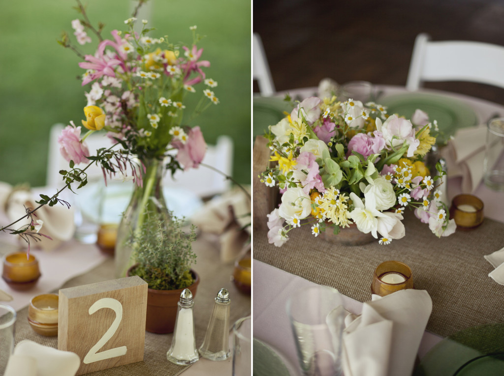rustic springtime wedding centerpieces