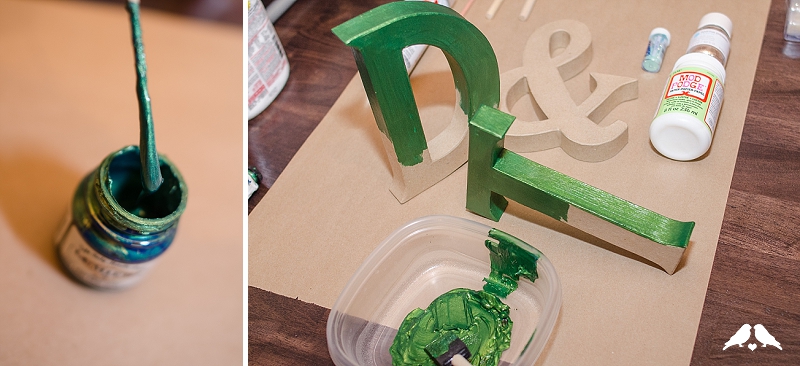 DIY ombre monogram letters wedding