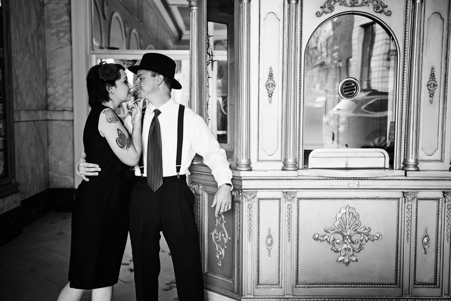 pin up 1950s inspired maryland record store engagement pictures (9)